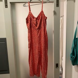 Red white floral jumpsuit